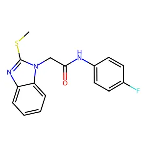 N-(4-fluorophenyl)-2-(2-methylsulfanylbenzimidazol-1-yl)acetamide structure
