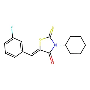 3-Cyclohexyl-5-[(3-fluorophenyl)methylene]-2-thioxo-1,3-thiazolidin-4-one structure