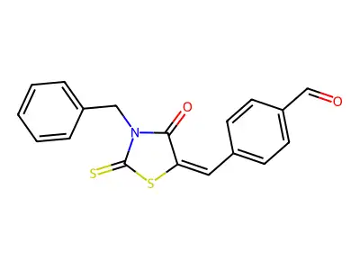 4-((3-Benzyl-4-oxo-2-thioxothiazolidin-5-ylidene)methyl)benzaldehyde structure