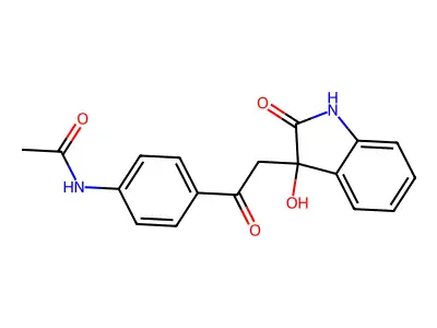 N-[4-[2-(3-hydroxy-2-oxo-1H-indol-3-yl)acetyl]phenyl]acetamide structure