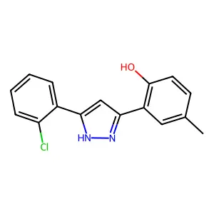 2-(5-(2-chlorophenyl)-1H-pyrazol-3-yl)-4-methylphenol structure