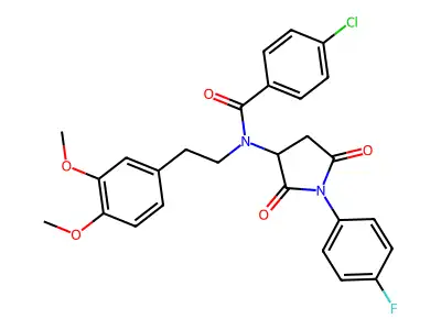 4-chloro-N-[2-(3,4-dimethoxyphenyl)ethyl]-N-[1-(4-fluorophenyl)-2,5-dioxopyrrolidin-3-yl]benzamide structure