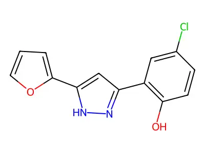 4-chloro-2-[5-(furan-2-yl)-1H-pyrazol-3-yl]phenol structure