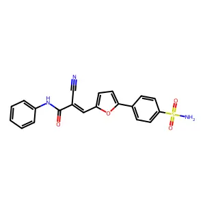 (2E)-2-cyano-N-phenyl-3-[5-(4-sulfamoylphenyl)furan-2-yl]prop-2-enamide structure