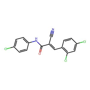 (Z)-N-(4-chlorophenyl)-2-cyano-3-(2,4-dichlorophenyl)prop-2-enamide structure