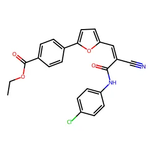 ethyl 4-[5-[(E)-3-(4-chloroanilino)-2-cyano-3-oxoprop-1-enyl]furan-2-yl]benzoate structure