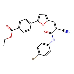 ethyl 4-(5-{(1E)-2-[N-(4-bromophenyl)carbamoyl]-2-cyanovinyl}-2-furyl)benzoate structure