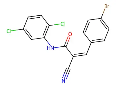 3-(4-bromophenyl)-2-cyano-N-(2,5-dichlorophenyl)prop-2-enamide structure