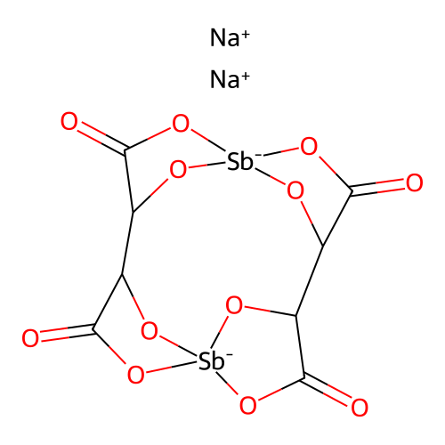 Disodium bis[mu-tartrato(4-)]diantimonate(2-) structure