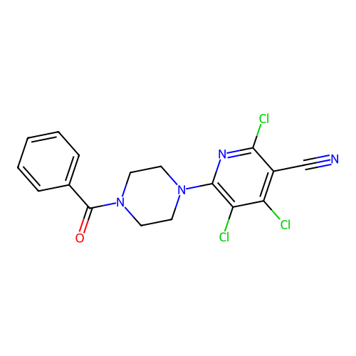 2,4,5-Trichloro-6-[4-(phenylcarbonyl)piperazin-1-yl]pyridine-3-carbonitrile structure