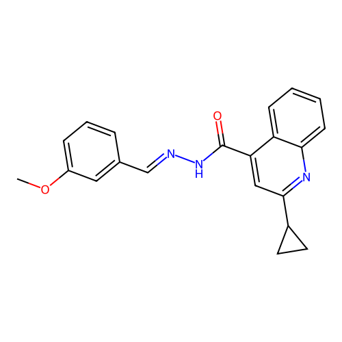 2-cyclopropyl-N'-[(E)-(3-methoxyphenyl)methylidene]quinoline-4-carbohydrazide structure
