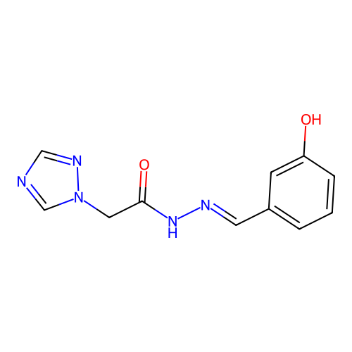 N'-[(E)-(3-hydroxyphenyl)methylidene]-2-(1H-1,2,4-triazol-1-yl)acetohydrazide structure
