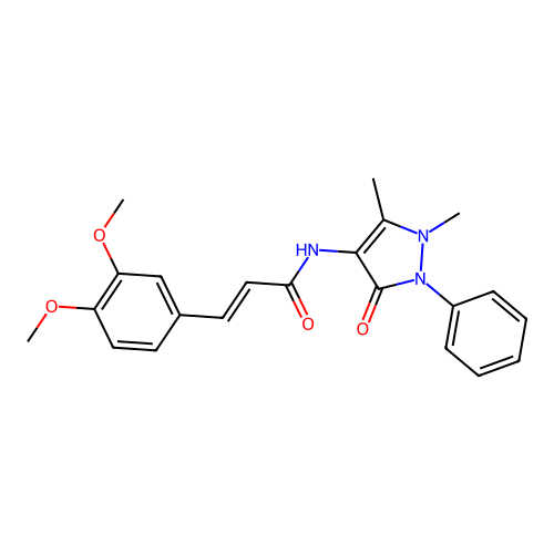 (E)-3-(3,4-dimethoxyphenyl)-N-(1,5-dimethyl-3-oxo-2-phenyl-2,3-dihydro-1H-pyrazol-4-yl)acrylamide structure