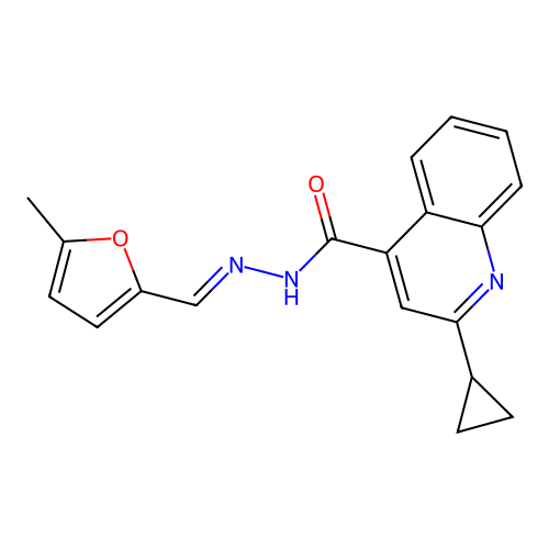 2-cyclopropyl-N'-[(E)-(5-methylfuran-2-yl)methylidene]quinoline-4-carbohydrazide structure