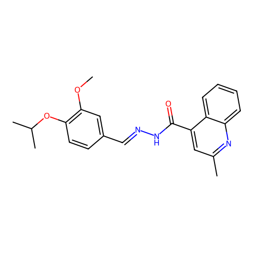 (E)-N'-(4-isopropoxy-3-methoxybenzylidene)-2-methylquinoline-4-carbohydrazide structure