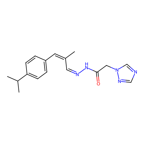 (Z)-N'-((Z)-3-(4-isopropylphenyl)-2-methylallylidene)-2-(1H-1,2,4-triazol-1-yl)acetohydrazide structure