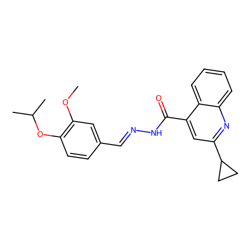 (E)-2-cyclopropyl-N'-(4-isopropoxy-3-methoxybenzylidene)quinoline-4-carbohydrazide structure