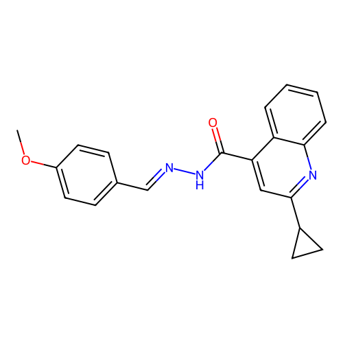 2-cyclopropyl-N'-[(E)-(4-methoxyphenyl)methylidene]quinoline-4-carbohydrazide structure