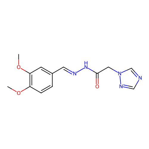 (E)-N'-(3,4-dimethoxybenzylidene)-2-(1H-1,2,4-triazol-1-yl)acetohydrazide structure