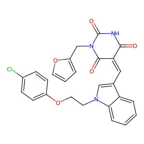 (5Z)-5-({1-[2-(4-CHLOROPHENOXY)ETHYL]-1H-INDOL-3-YL}METHYLIDENE)-1-[(FURAN-2-YL)METHYL]-1,3-DIAZINANE-2,4,6-TRIONE structure