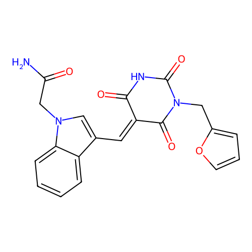 (E)-2-(3-((1-(furan-2-ylmethyl)-2,4,6-trioxotetrahydropyrimidin-5(2H)-ylidene)methyl)-1H-indol-1-yl)acetamide structure
