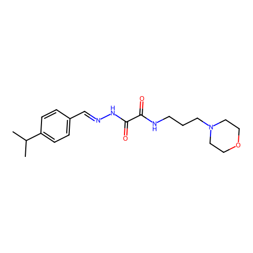 (E)-2-(2-(4-isopropylbenzylidene)hydrazinyl)-N-(3-morpholinopropyl)-2-oxoacetamide structure