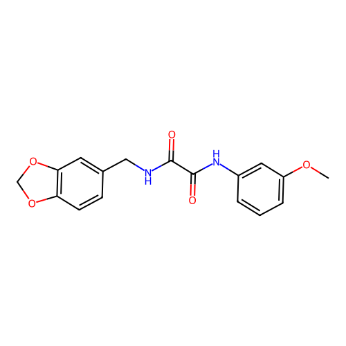 N-(1,3-benzodioxol-5-ylmethyl)-N'-(3-methoxyphenyl)oxamide structure