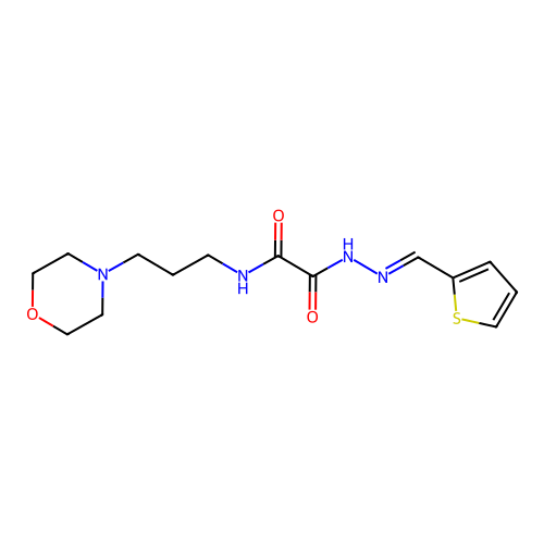 N-(3-morpholin-4-ylpropyl)-N'-(thiophen-2-ylmethylideneamino)oxamide structure