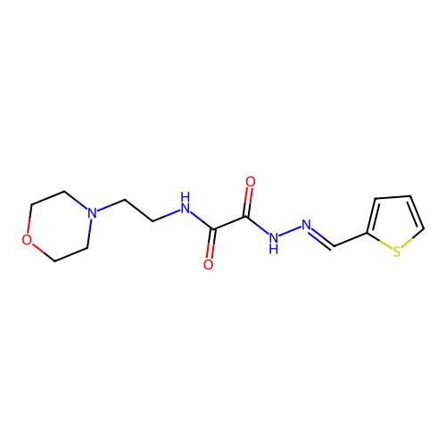 N-(2-morpholin-4-ylethyl)-N'-(thiophen-2-ylmethylideneamino)oxamide structure