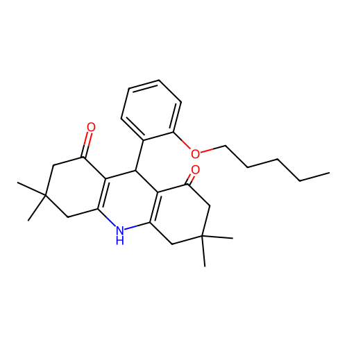 3,3,6,6-tetramethyl-9-(2-pentoxyphenyl)-2,4,5,7,9,10-hexahydroacridine-1,8-dione structure