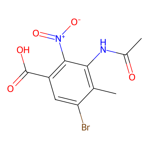 3-(Acetylamino)-5-bromo-4-methyl-2-nitrobenzoic acid structure