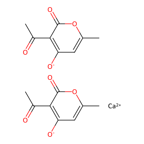 Calcium bis(3-acetyl-6-methyl-2-oxo-2h-pyran-4-olate) structure