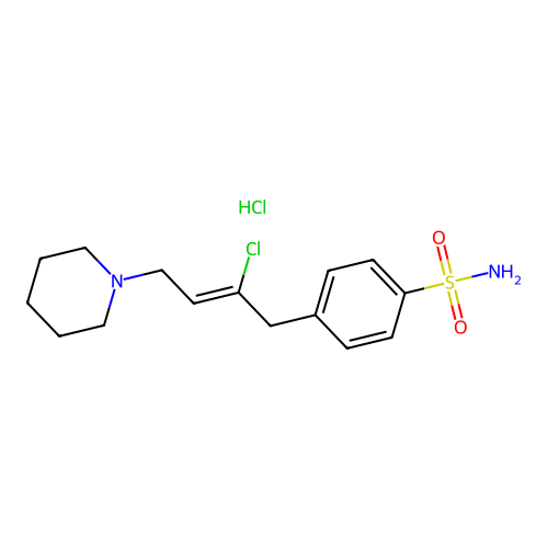Benzenesulfonamide, p-(2-chloro-4-piperidino-2-butenyl)-, hydrochloride structure