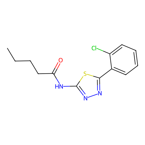 N-[5-(2-chlorophenyl)-1,3,4-thiadiazol-2-yl]pentanamide structure