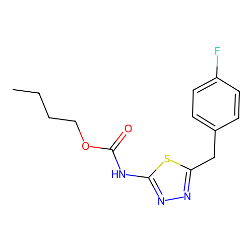 Butyl (5-(4-fluorobenzyl)-1,3,4-thiadiazol-2-yl)carbamate structure