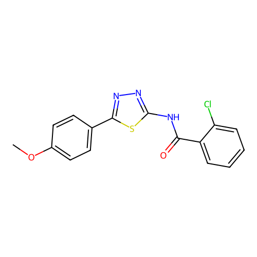 2-chloro-N-[5-(4-methoxyphenyl)-1,3,4-thiadiazol-2-yl]benzamide structure