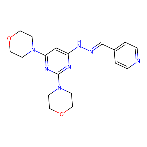 2,6-dimorpholin-4-yl-N-[(E)-pyridin-4-ylmethylideneamino]pyrimidin-4-amine structure