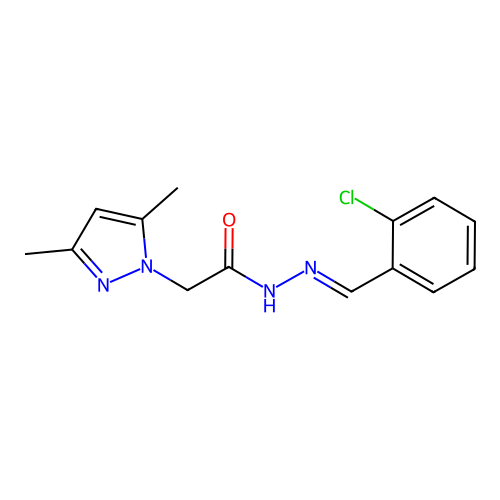 N'-[(E)-(2-chlorophenyl)methylidene]-2-(3,5-dimethyl-1H-pyrazol-1-yl)acetohydrazide structure