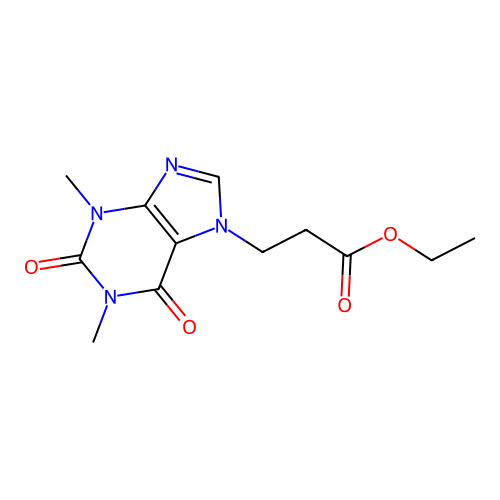 Ethyl 3-(1,3-dimethyl-2,6-dioxo-1,3,7-trihydropurin-7-yl)propanoate structure