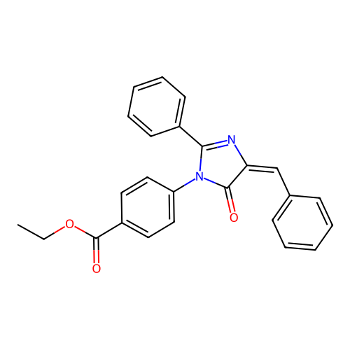 ethyl 4-[(4E)-4-benzylidene-5-oxo-2-phenyl-4,5-dihydro-1H-imidazol-1-yl]benzoate structure