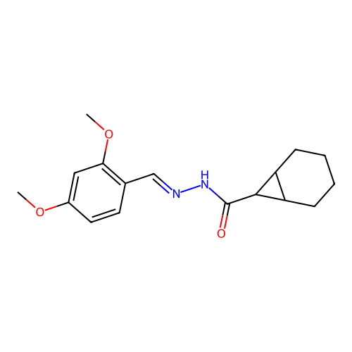 N'-[(E)-(2,4-dimethoxyphenyl)methylidene]bicyclo[4.1.0]heptane-7-carbohydrazide structure