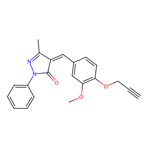 (4Z)-4-[(3-methoxy-4-prop-2-ynoxyphenyl)methylidene]-5-methyl-2-phenylpyrazol-3-one structure