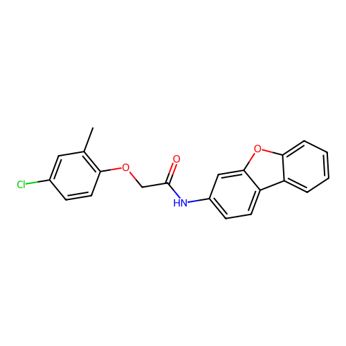 2-(4-chloro-2-methylphenoxy)-N-(dibenzo[b,d]furan-3-yl)acetamide structure