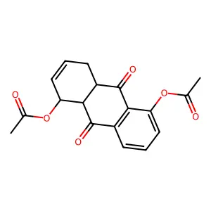 9,10-Dioxo-1,4,4a,9,9a,10-hexahydroanthracene-1,5-diyl diacetate structure