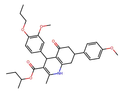 butan-2-yl 7-(4-methoxyphenyl)-4-(3-methoxy-4-propoxyphenyl)-2-methyl-5-oxo-1,4,5,6,7,8-hexahydroquinoline-3-carboxylate structure