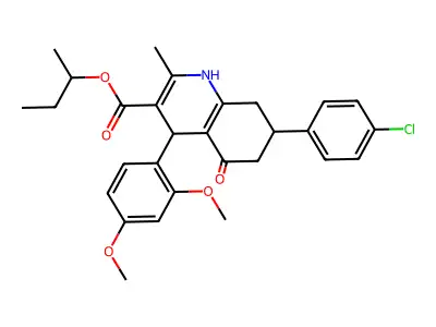 butan-2-yl 7-(4-chlorophenyl)-4-(2,4-dimethoxyphenyl)-2-methyl-5-oxo-1,4,5,6,7,8-hexahydroquinoline-3-carboxylate structure
