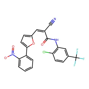 (E)-N-[2-chloro-5-(trifluoromethyl)phenyl]-2-cyano-3-[5-(2-nitrophenyl)furan-2-yl]prop-2-enamide structure