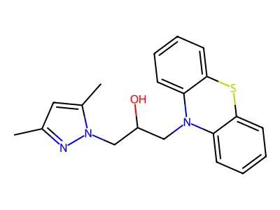 1-(3,5-dimethyl-1H-pyrazol-1-yl)-3-(10H-phenothiazin-10-yl)propan-2-ol structure