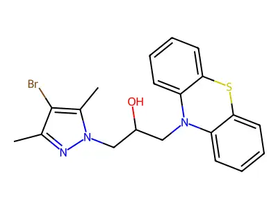 1-(4-bromo-3,5-dimethyl-1H-pyrazol-1-yl)-3-(10H-phenothiazin-10-yl)-2-propanol structure
