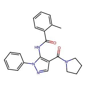 2-methyl-N-[2-phenyl-4-(pyrrolidine-1-carbonyl)pyrazol-3-yl]benzamide structure